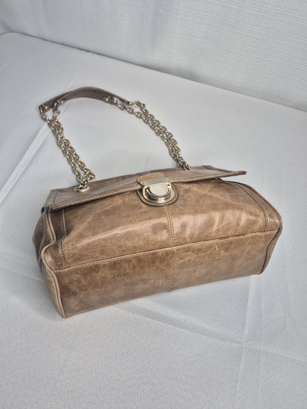 Banana Republic Vintage-Style Brown Leather Chain Shoulder Bag
